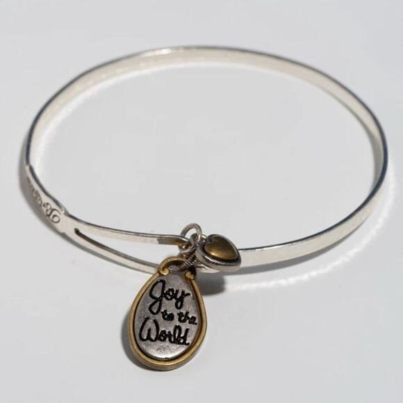 Brighton‎ Art & Soul "Joy to the World" Charm Silver Plated Bangle Bracel… - Picture 1 of 9